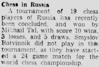 Chess in Russia: Mikhail Tal Wins Russian Championship