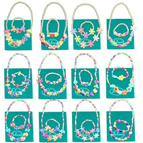Jalousie 12 Sets Deluxe Girls Party Favor Jewelry Collections of Necklace and Bracelet-Great gift for Daisy leaders to give their girls.