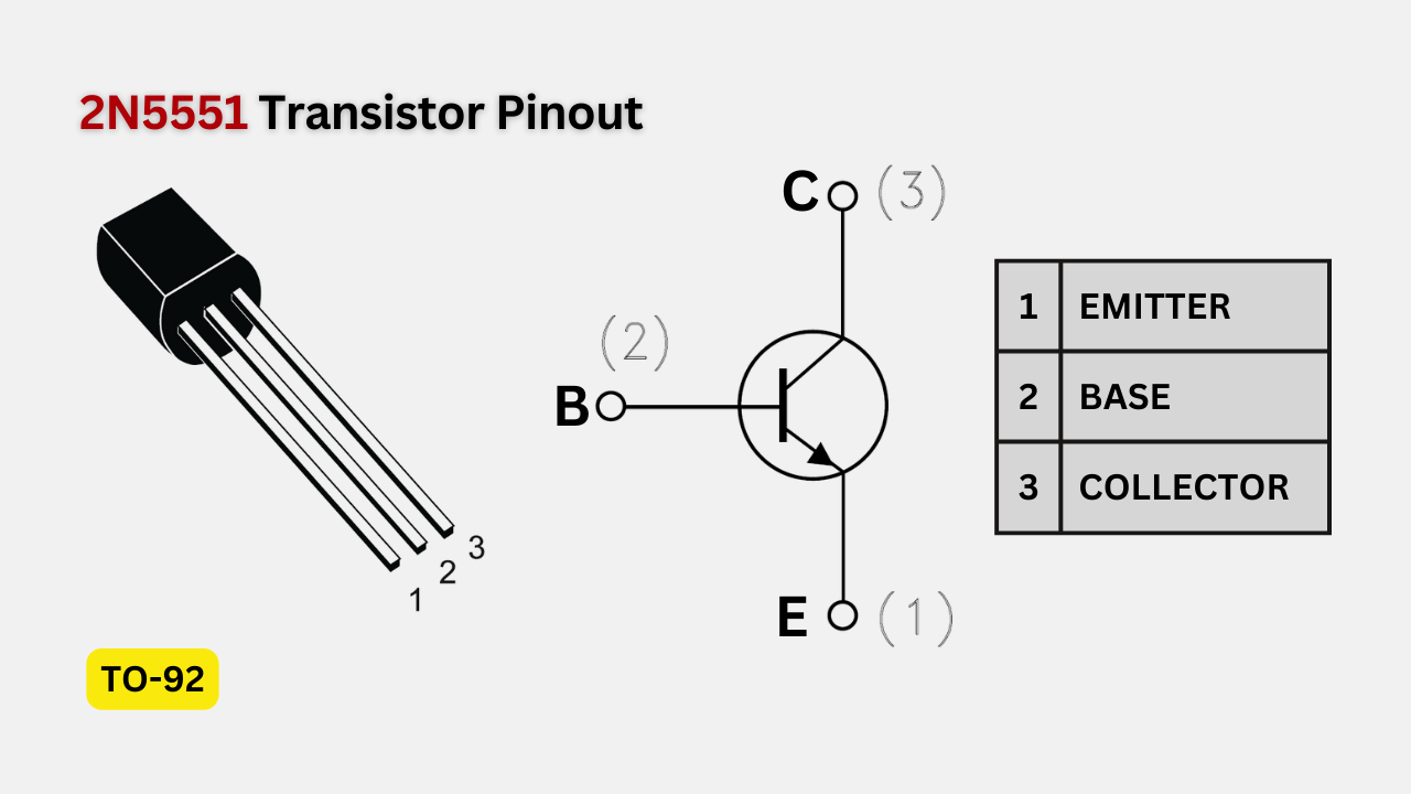 Pinout of 2N5551 Transistor
