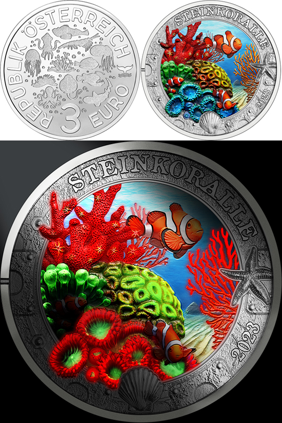 Austria 3 euro 2023 - Stony Coral