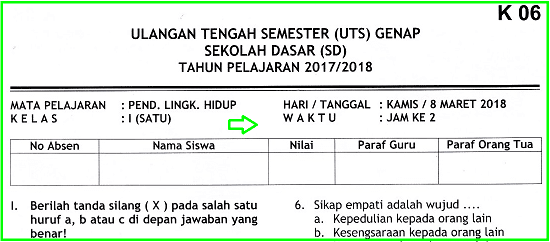  Soal UTS 2 Mata Pelajaran PLH Kelas 1 SD dan Kunci Jawaban 