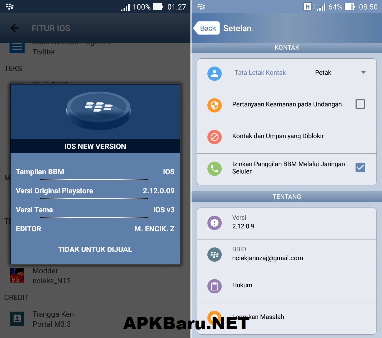 BBM Mod IPhone Style IOS V3 V21209 Apk Android Free Download