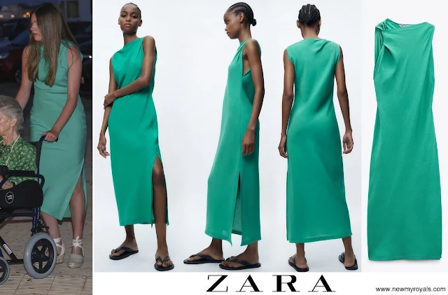 Infanta Sofia wore Zara gathered linen and viscose blend sleeveless midi dress