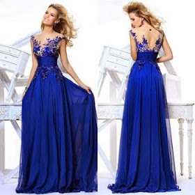 Vestido de Noche de Gala Azul Real