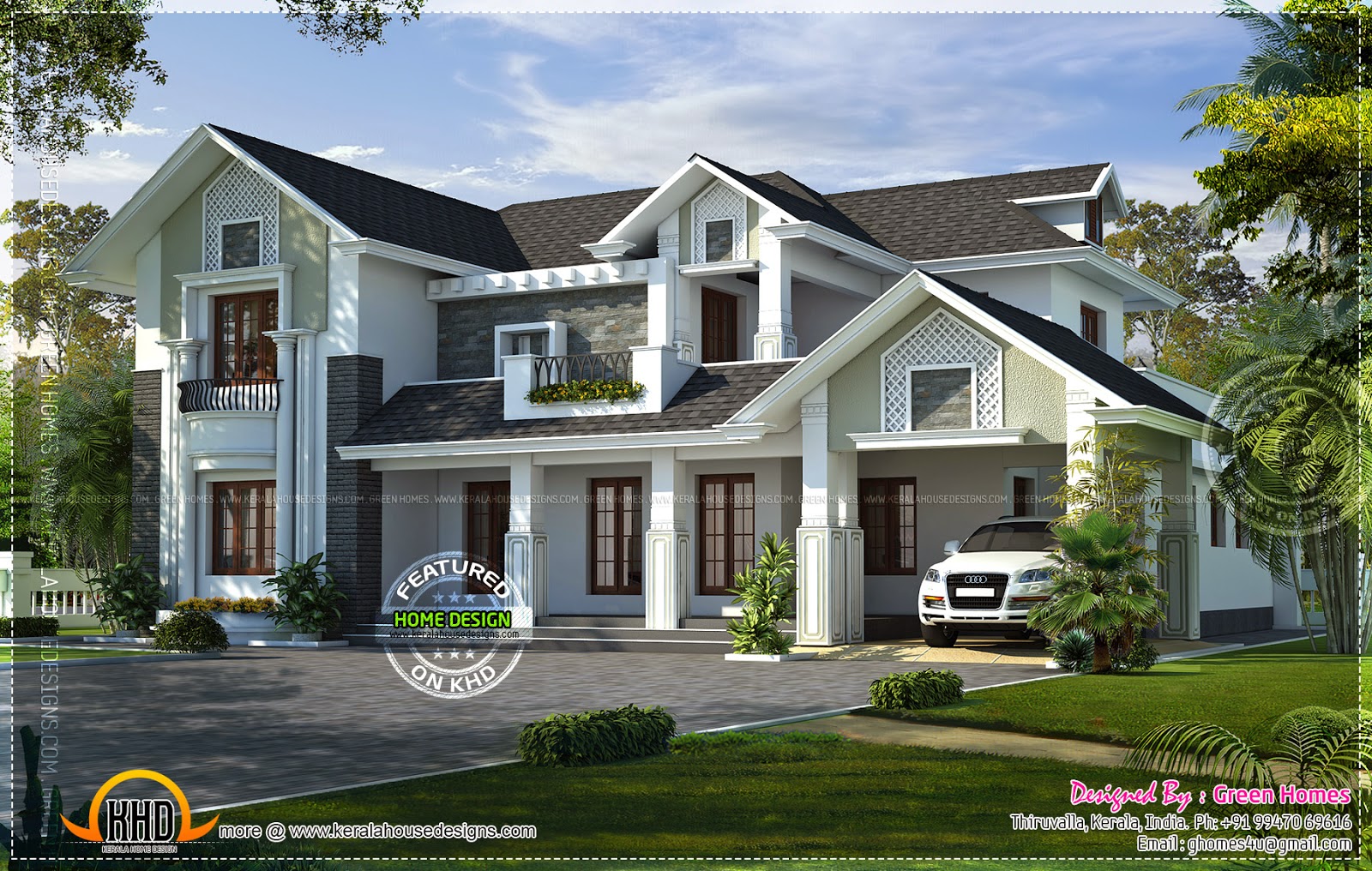 Western style house rendering - Kerala home design and floor plans