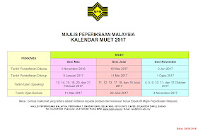 Kalendar Tarikh MUET 2017 Exam Date Calendar