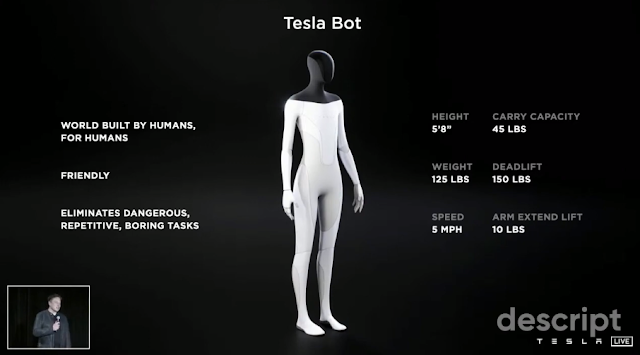 Elon Musk announces the Tesla Bot at the 2021 Tesla AI day.