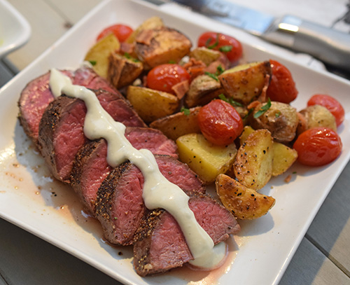 Reverse Seared Beef Tenderloin with Gorgonzola Cream Sauce