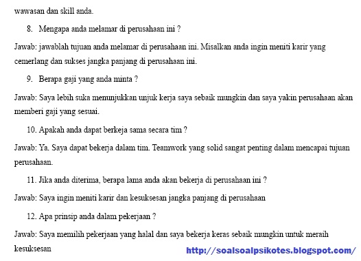 Soal Ujian Psikotes/TPA & Wawancara Kerja PT Pos Indonesia 