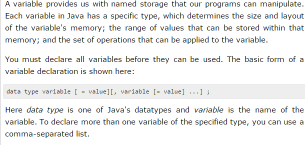 variable in java,use of variable and how to define variable in java