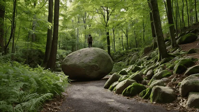 Um homem e uma pedra