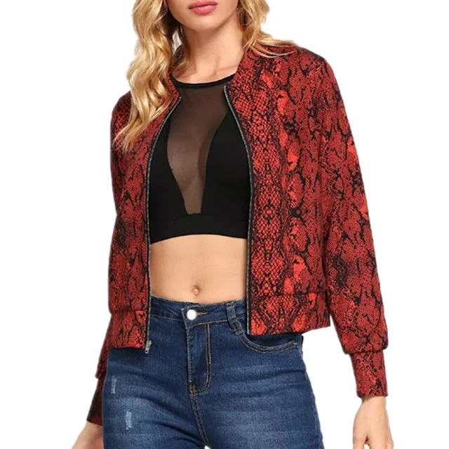 chaqueta roja print serpiente Rosegal