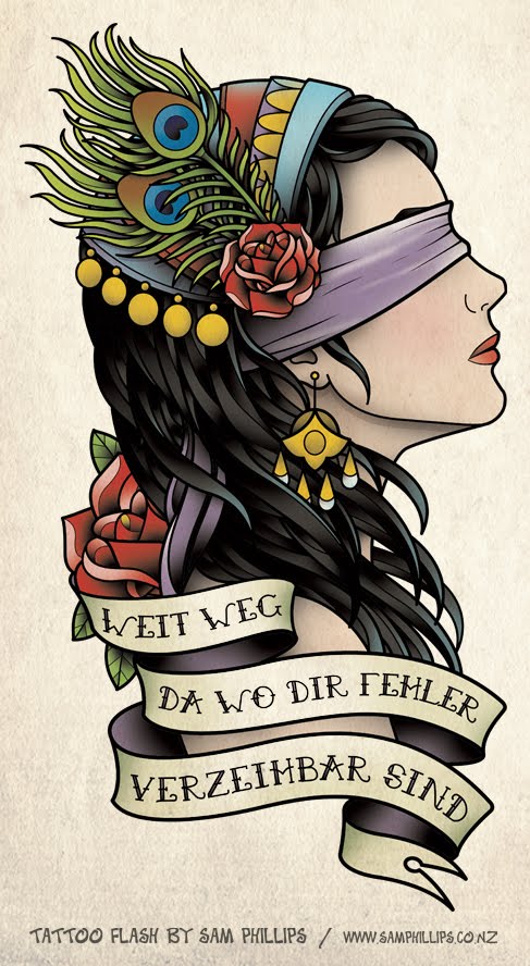 This is a blind folded gypsy tattoo i designed for Eva Mike from Germany