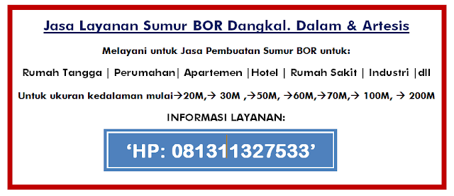 Harga Jasa sumur bor di tangerang, bintaro, alam sutera