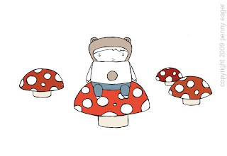 image bear and toadstool art print pocketcarnival