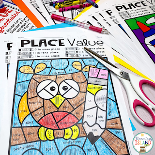 Using engaging activities like these fun Place Value Color by Code worksheets are great to have out for your students during back to school night.