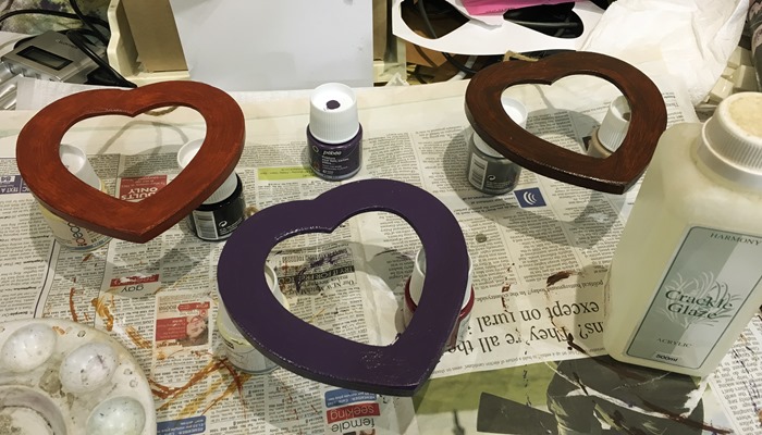 04 Heart Frames with Base Coat and Crackle Glaze