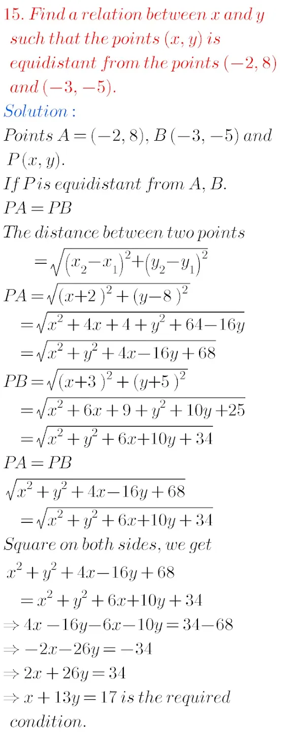 CO-ORDINATE  GEOMETRY  EXCERCISE-7.1   Q.NO.15