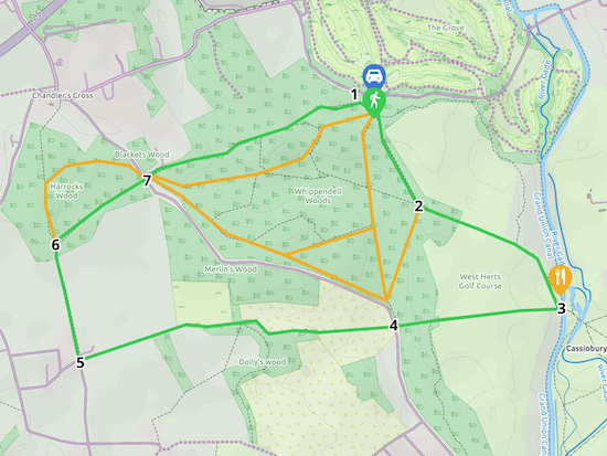 Map for Walk 126: Whippendell Woods Loop Created on Map Hub by Hertfordshire Walker Elements © Thunderforest © OpenStreetMap contributors There is an interactive map below these directions