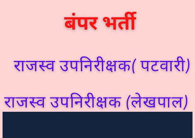 राजस्व उपनिरीक्षक( पटवारी) तथा राजस्व उपनिरीक्षक (लेखपाल) भर्ती