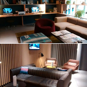 Sala super agradável e confortável com computadores, jornais, revistas, livros e muito mais - Okko Hotel - Nantes - França