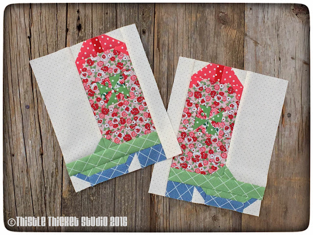 Cowboy Boot Block Tutorial on Moda Bake Shop by Thistle Thicket Studio. www.thistlethicketstudio.com