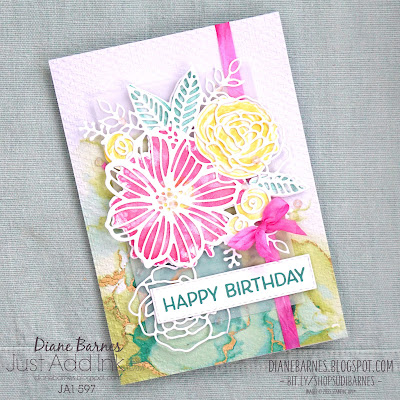 Handmade floral birthday card made with Stampin Up Artistically Inked stamp set, Artistic dies from Expression in Ink suite. Card by Di Barnes - Independent Demonstrator in Sydney Australia - stampin up - colourmehappy - cardmaking - stamping - papercraft