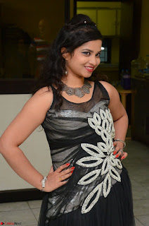 Shrisha Dasari in Sleeveless Short Black Dress At Follow Follow U Audio Launch 045.JPG