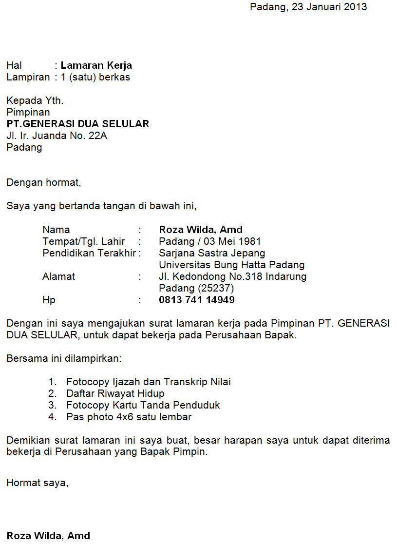 Contoh surat lamaran kerja ke rumah sakit contoh daftar 