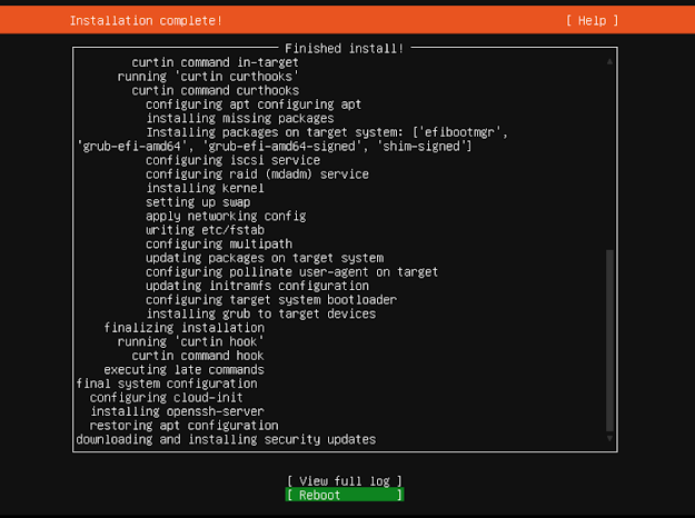 Ubuntu 20.04 setup screen