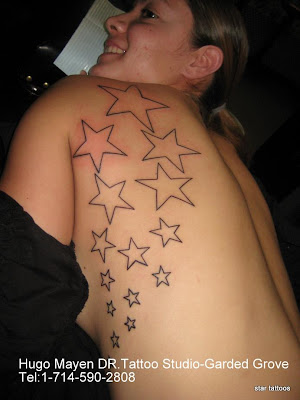 shooting star tattoos. spider web tattoo meaning