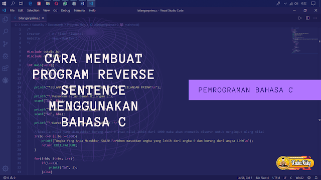 cara membuat program reverse sentence atau pembalik kata bahasa c