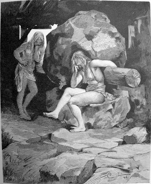 Фенья и Менья у мельницы Гротте. Иллюстрация Карла Ларссона и Гуннара Форсселла