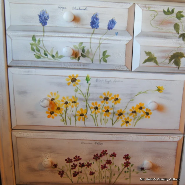 Hand Painted Texas Wild Flower Chest at Miz Helen's Country Cottage