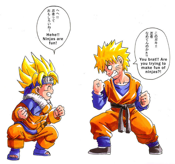 VayaPerson: Goku VS Naruto pero... Creo que se han confundido de traje XD Fantastico Fan Art