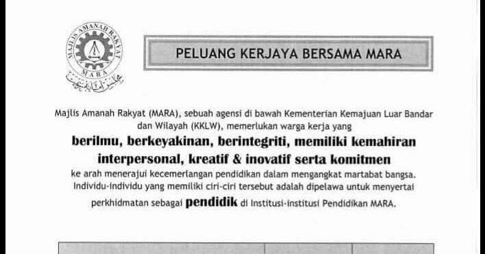 Peluang Kerjaya Bersama Mara 2017 - san-kalop