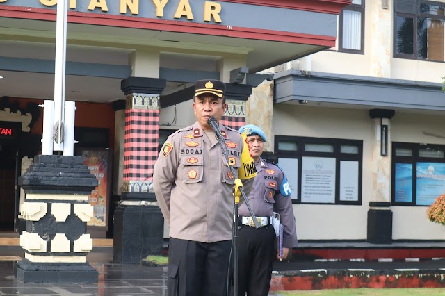 Wakapolres Gianyar Pimpin Apel Kesiapan Pengamanan May Day.