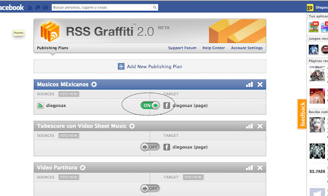 Cómo publicar las entradas de un blog blogger en nuestro Facebook Personal o Página automáticamente con RSS Graffiti 2.0 Actualizado