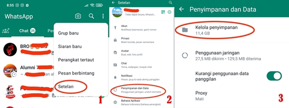 cara hapus file yang menumpuk di WhatsApp