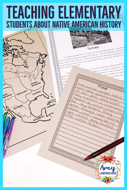 Click here to learn about teaching elementary students about Native American History.  You'll learn how to combine your Native American social studies unit together with reading and writing in order to fit everything into your year. Common core standards are included in the post to help you align your curriculum.  Perfect for 2nd grade and 3rd grade! {2nd, 3rd, homeschool} #nativeamerican #socialstudies