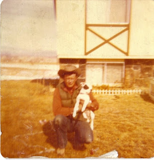 Dad and Wilbur in the front yard.