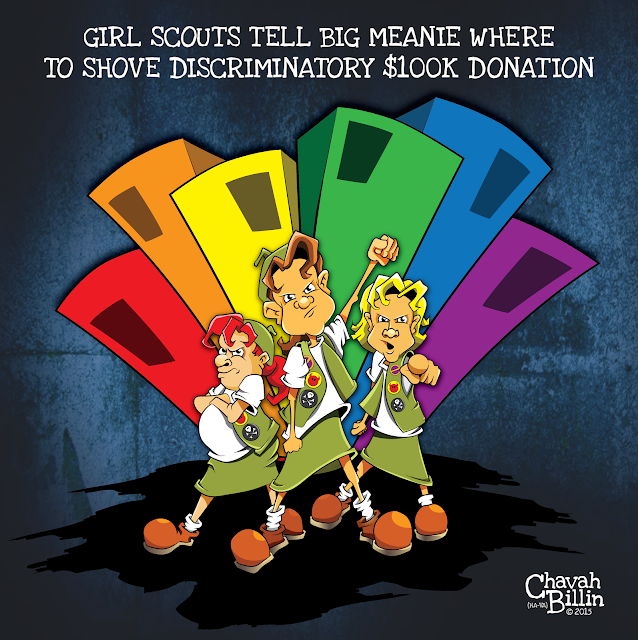 Girl Scouts Reject Discriminatory $100K Donation Editorial Cartoon