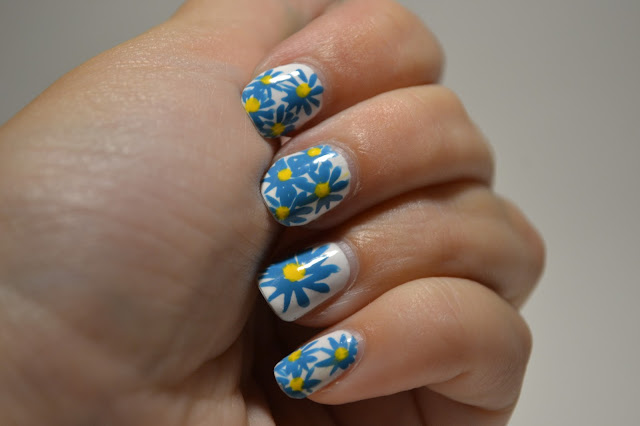 Blue and Yellow Flower Nails by Elins Nails