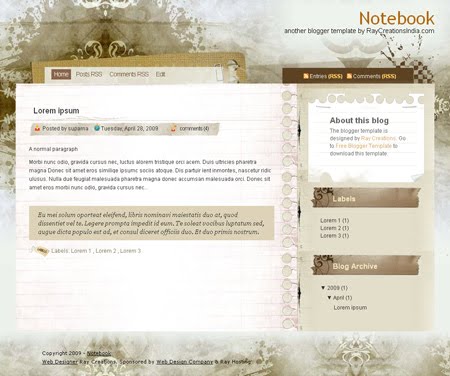 Notebook - Cool Blogspot Template, Free Blogger Templates, Adsense Blogger Templates, Magazine Style Blogger Templates, Gallery Style Blogger Templates