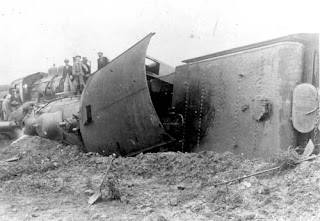 View of a railroad wreck.  Date and Location Unknown.