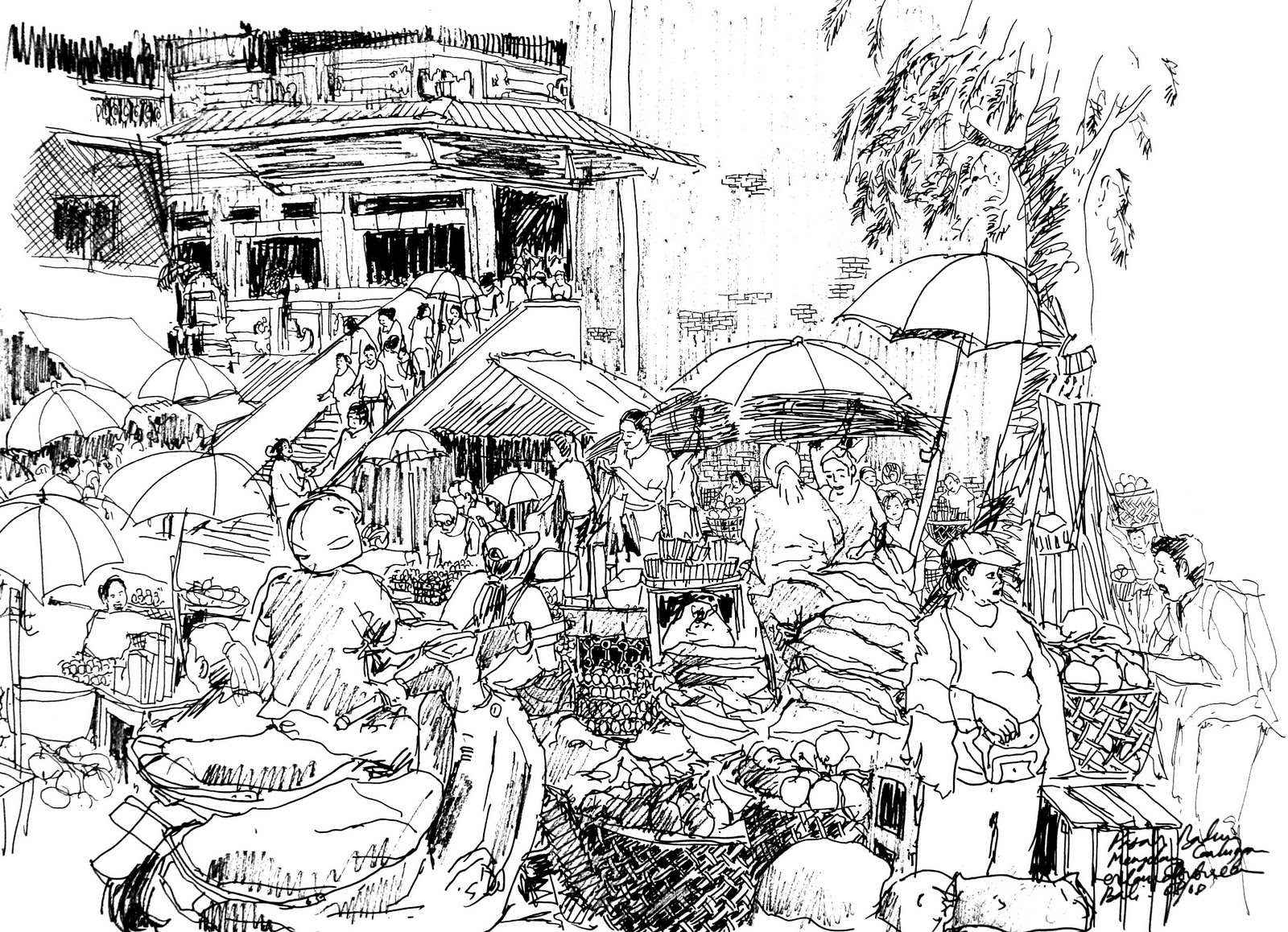 Kumpulan Gambar  Sketsa  Orang Di Pasar  Aliransket