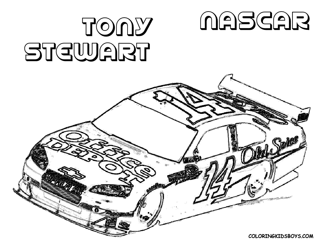 Car Coloring Pages NASCAR Tony Stewart 14