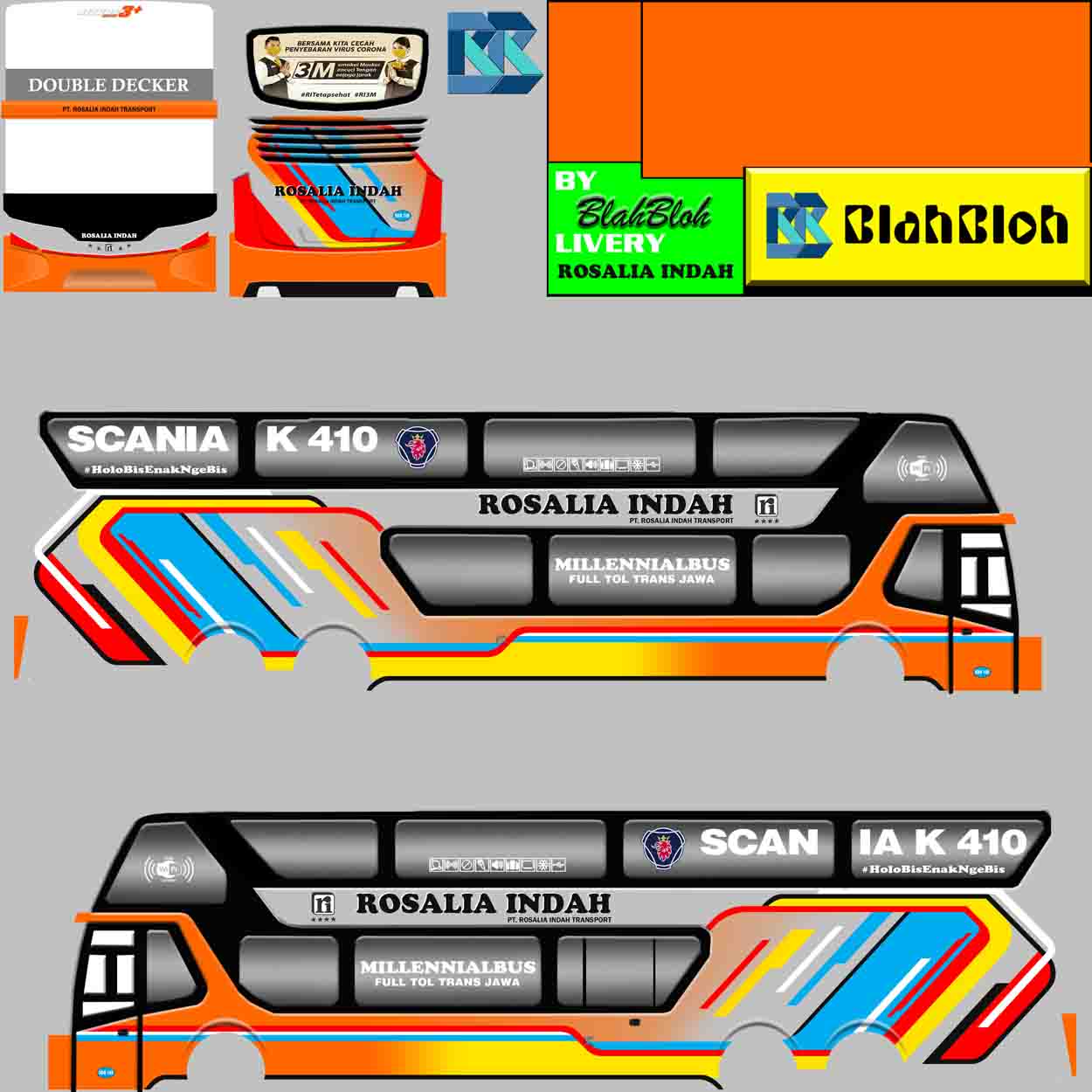 livery bussid rosalia indah double decker