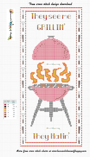 Free Crazy Charcoal Grill BBQ Cross Stitch Chart