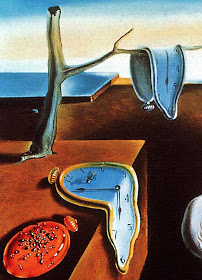A close-up detail of Salvador Dali's painting, "The Persistence of Memory" shows melting clocks and illustrates how one's life slips away while serving the borg called ntcc.